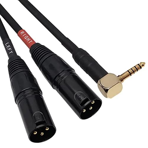 CNCESS Right Angle 4.4mm Balanced Male to Dual 3-Pin XLR Headphone Cable | Shielded Pro Audio Adapter (110 characters) thumbnail 2