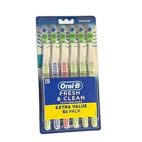 Oral-B Fresh & Clean Medium Toothbrushes 6 Count (1 Pack) | Dentist-Recommended for Healthy Gums thumbnail 1
