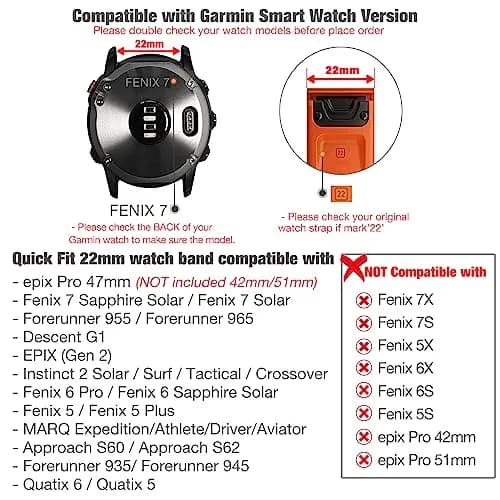 Abanen Quick Fit 22mm Silicone Watch Band for Garmin 955 / Fenix 7 / epix 2 | Waterproof Sport Strap thumbnail 3