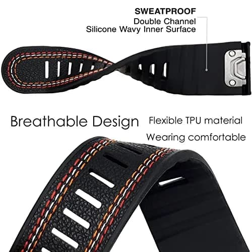 Abanen Quick Fit 26mm Watch Band for Garmin Fenix 7X/6X/5X, Fiber Leather with Silicone Lining, 150mm-200mm Wrist Size | USA-Sourced Import thumbnail 5