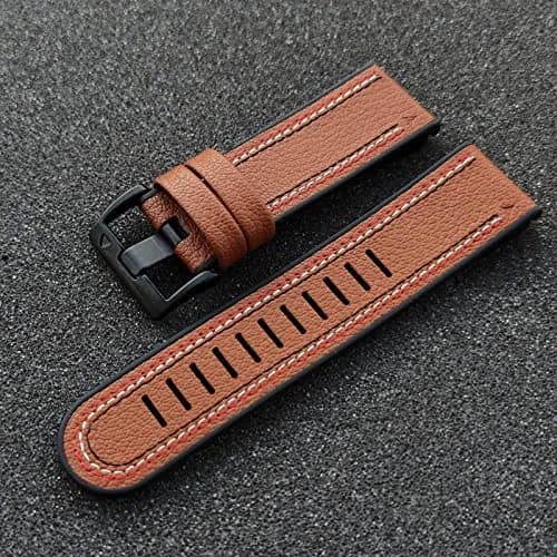 Abanen Quick Fit 26mm Watch Band for Garmin Fenix 7X/6X/5X, Enduro, Tactix Delta, Brown Fiber Leather with Silicone Lining (150mm-200mm Wrist) thumbnail 6