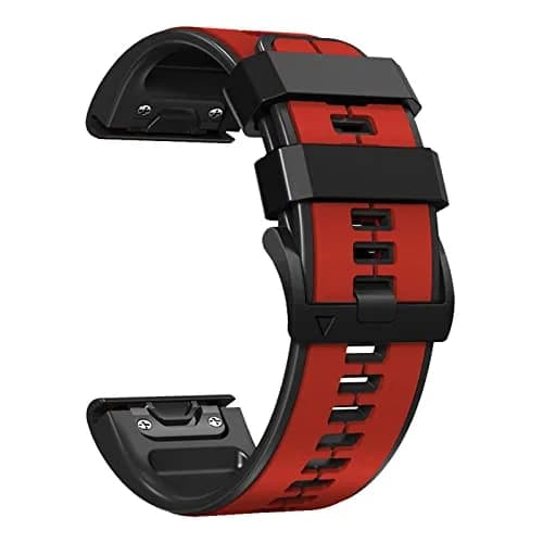 Abanen 22mm Silicone Watch Band for Garmin Fenix 7/6/5, Forerunner 955/945, Instinct 2/Solar, Red-Black | Quick Fit Sport Strap thumbnail 1