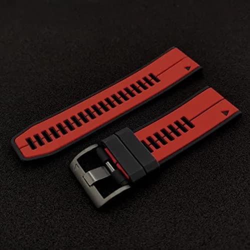 Abanen 22mm Silicone Watch Band for Garmin Fenix 7/6/5, Forerunner 955/945, Instinct 2/Solar, Red-Black | Quick Fit Sport Strap thumbnail 8
