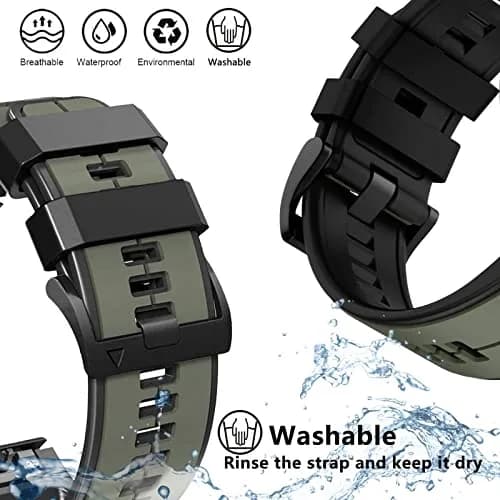 Abanen Silicone Watch Band 22mm | Waterproof Sport Strap for Garmin Fenix 7 & Forerunner 955 thumbnail 6