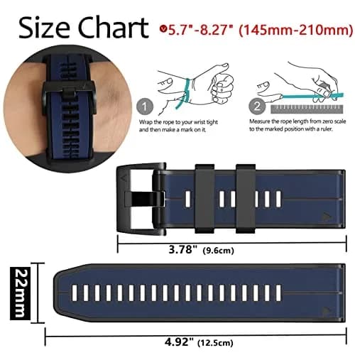 Abanen Quick Fit 22mm Silicone Watch Band for Garmin 955, Fenix 7, epix 2, Instinct 2 Solar | Waterproof Sport Strap thumbnail 4