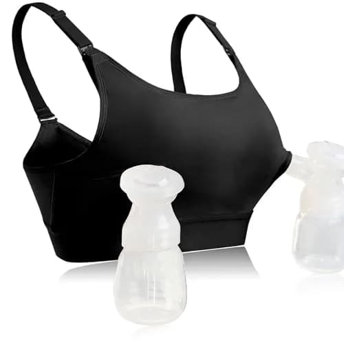 ENSDOAR Hands Free Pumping Bra Large Black | Adjustable Breast-Pump Holding & Nursing Bra thumbnail 1