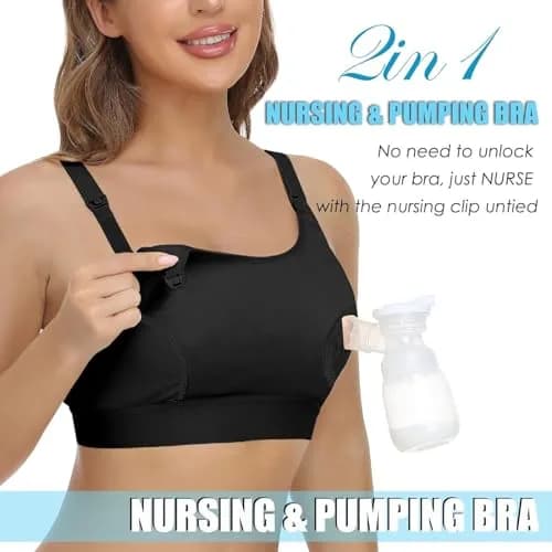 ENSDOAR Hands Free Pumping Bra Large Black | Adjustable Breast-Pump Holding & Nursing Bra thumbnail 7