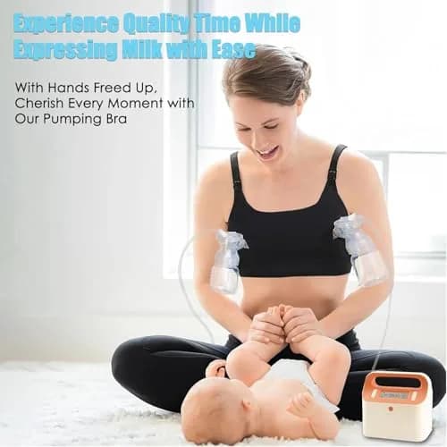 ENSDOAR Hands Free Pumping Bra Large Black | Adjustable Breast-Pump Holding & Nursing Bra thumbnail 3