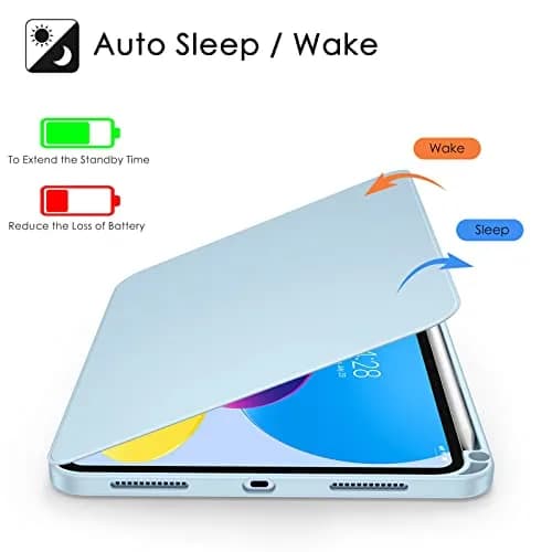 Soke 360 Rotating Case for iPad 10th Gen 10.9" & A16 11" 2022/2025 | Sky Blue, Built-in Pencil Holder & Auto Wake/Sleep thumbnail 6