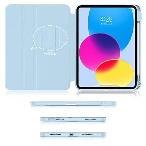 Soke 360 Rotating Case for iPad 10th Gen 10.9" & A16 11" 2022/2025 | Sky Blue, Built-in Pencil Holder & Auto Wake/Sleep thumbnail 7