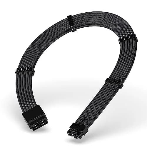 EZDIY-FAB 16pin (12+4) 12VHPWR PCIe 5.0 GPU Power Sleeved Cable Extension | Compatible with RTX 4080, 4090, 5070, 5080 thumbnail 1