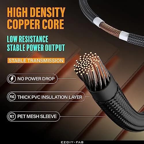 EZDIY-FAB 16pin (12+4) 12VHPWR PCIe 5.0 GPU Power Sleeved Cable Extension | Compatible with RTX 4080, 4090, 5070, 5080 thumbnail 7