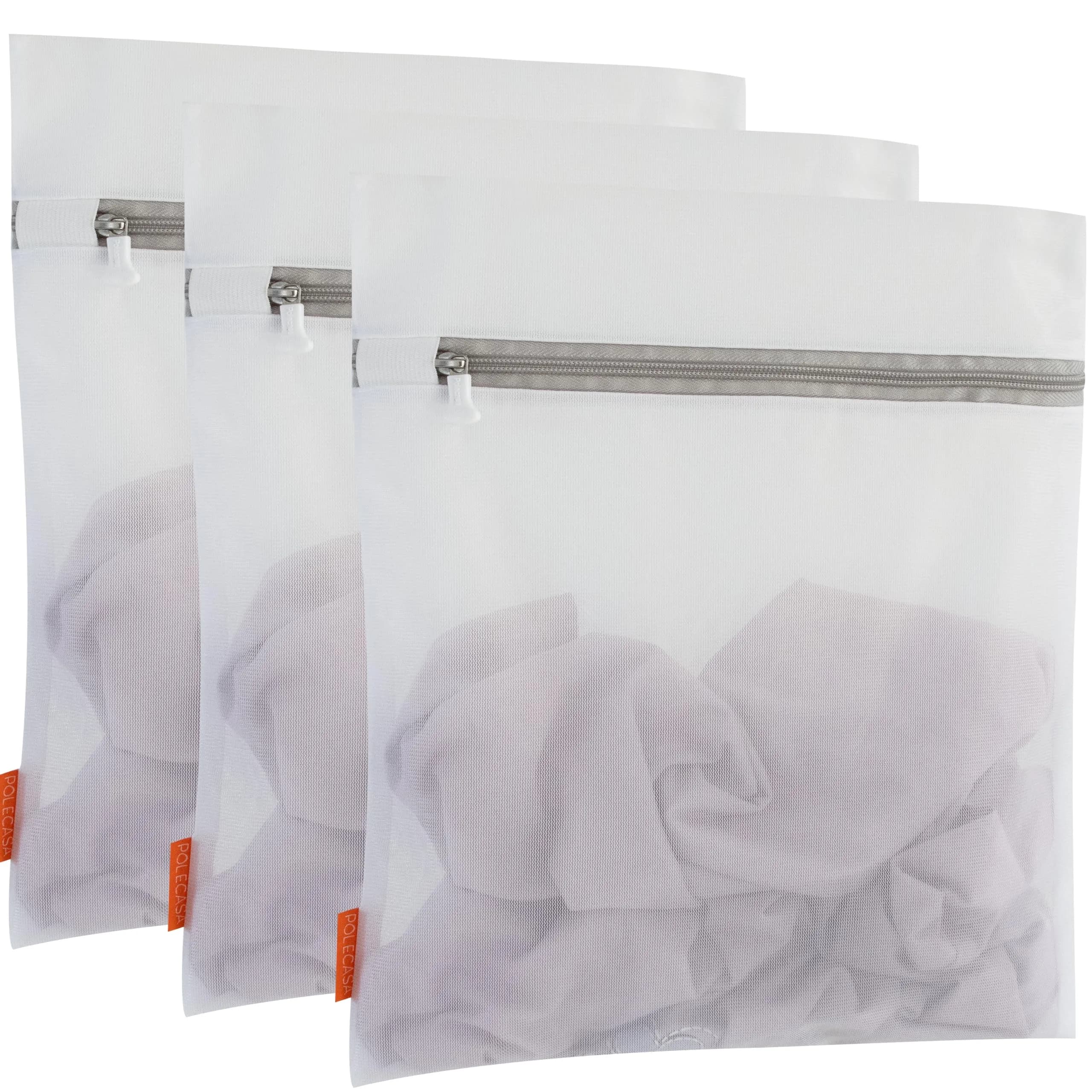 Polecasa Jumbo Mesh Laundry Bags 24x24 Inch (60x60 cm) - Pack of 2 | Protects Delicates & Bulky Items — Fine Mesh / 3 Large