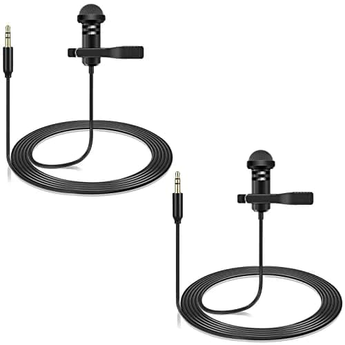 weishan 2 Pack Lavalier Microphones for DJI Mic 2 & Rode Wireless Pro/GO II | 1.5m (5 ft) Cable thumbnail 1
