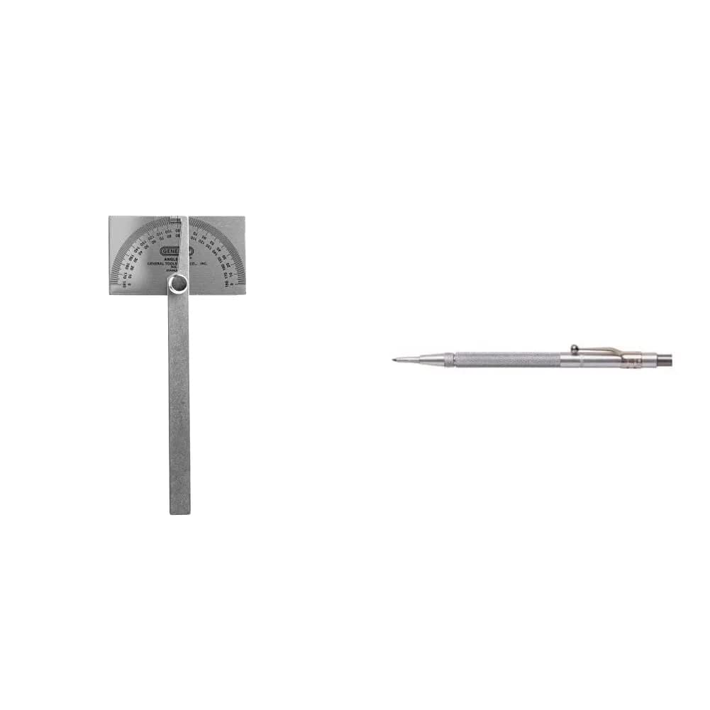 General Tools #17 Stainless Steel Angle Protractor Square Head with 6" Arm & Tungsten Carbide Scribe | 20cm (8") - main product image