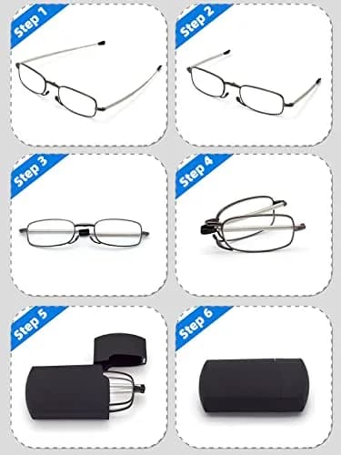 HIGHLIKE Folding Reading Glasses 3-Pack with Hard Cases, Compact Spring Hinge Readers 2.25 Diopters | Lightweight & Portable thumbnail 2