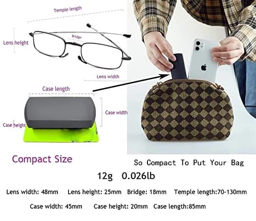 HIGHLIKE 3-Pack Folding Reading Glasses 47mm | Compact, Durable & Stylish thumbnail 3