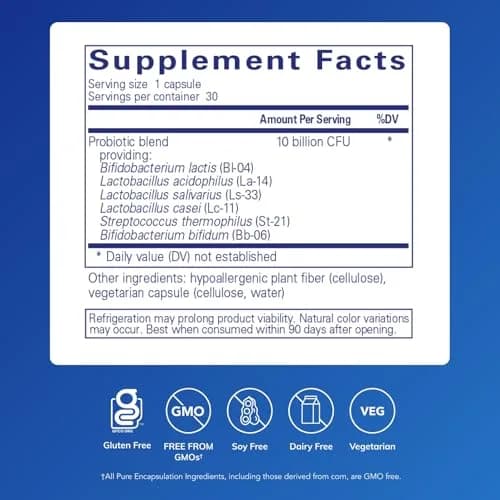 Pure Encapsulations Probiotic G.I. 30 Capsules | 10 Billion CFU Per Capsule for Digestive & Immune Support thumbnail 2