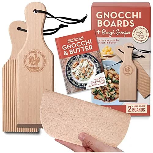 Country Trading Co. Gnocchi Board and Butter Paddles Kit | Wooden Pasta Tools Set for Italian Cooking thumbnail 1