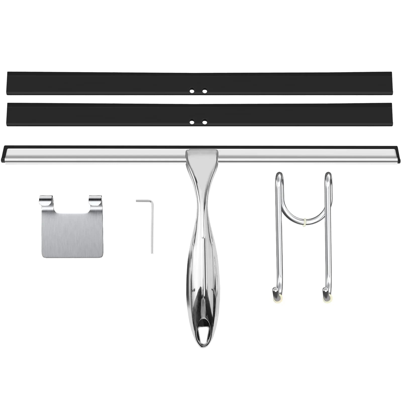 TOOVEM Shower Squeegee 14 Inch Silver | Glass & Bathroom Cleaning Tool - main product image