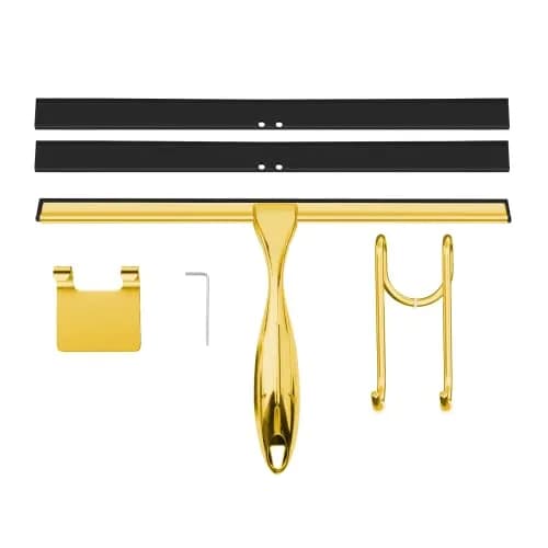 TOOVEM 12 Inch Shower Squeegee for Glass Doors, Window, Bathroom (Gold) | Water & Soap Residue Removal thumbnail 1