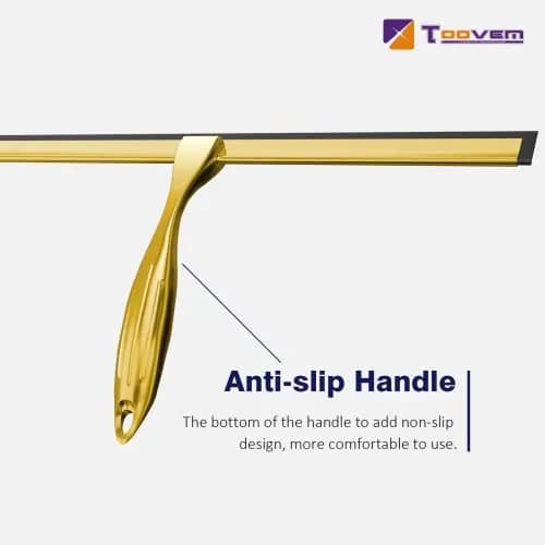 TOOVEM 14 Inch Shower Squeegee for Glass Doors, Window, Bathroom (Gold) | Stainless Steel & Silicone thumbnail 4