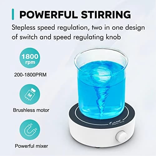 LAB FISH MS3 Magnetic Stirrer Mixer Stir Plate Set | 1800RPM, 3L Capacity, Includes 3 Stir Bars & Retriever, Compact for Lab & Homebrew thumbnail 2