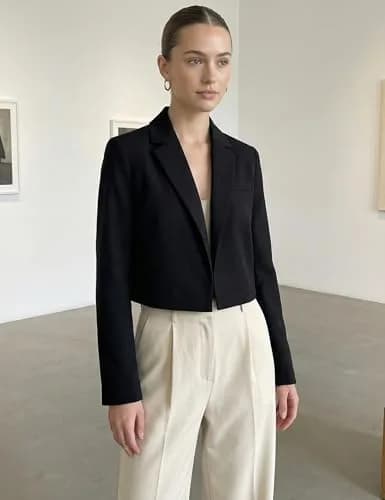 Beninos Blazer Jacket S | Long Sleeve Cropped Open Front for Women thumbnail 2