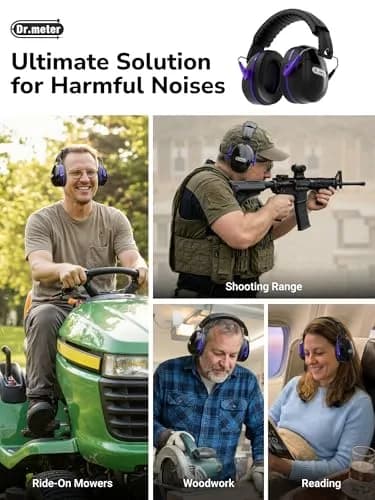 Dr.meter Noise Cancelling Earmuffs for Gun Range, 31dB SNR Hearing Protection, Black Purple thumbnail 6