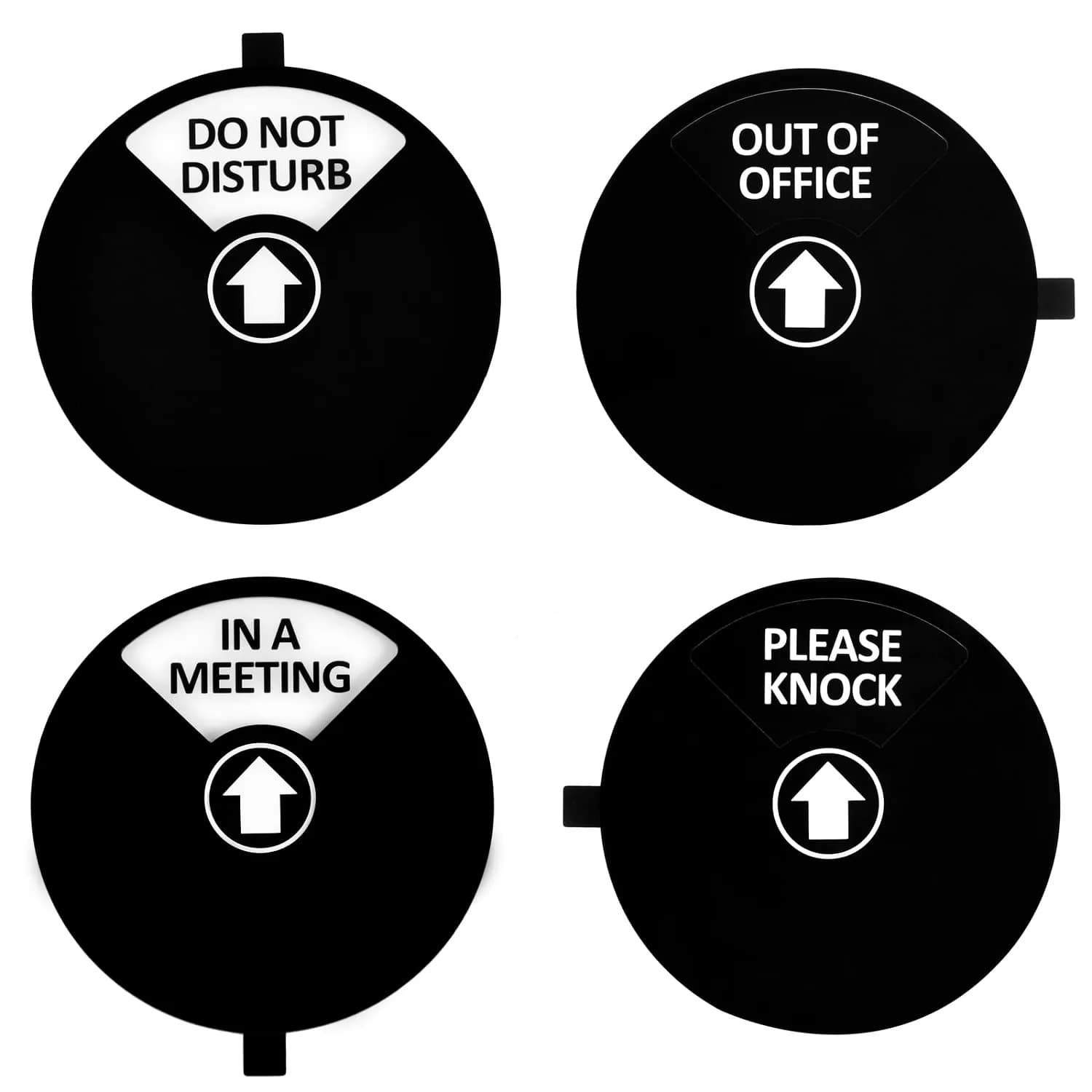 Kichwit Black Privacy Sign for Office Door, 5 Inch (12.7 cm) | 4-Status Sliding Sign — Black&White, 5 inch