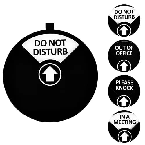 Kichwit Privacy Sign for Office, Do Not Disturb, Out of Office, Please Knock, In a Meeting (Black&White, 5 inch) thumbnail 2