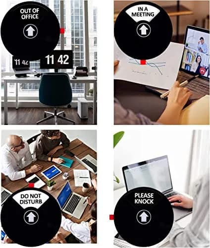 Kichwit Privacy Sign for Office, Do Not Disturb, Out of Office, Please Knock, In a Meeting (Black&White, 5 inch) thumbnail 3