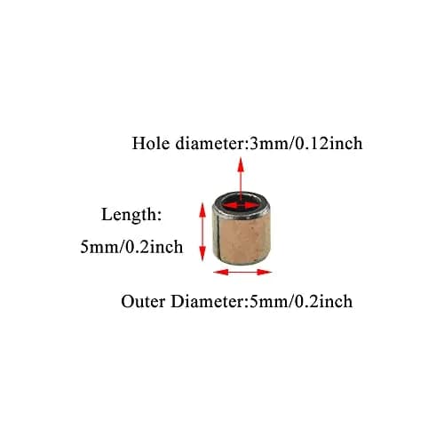 Acoeitl Steel Sleeve Bushing Bearing 3mm Bore x 5mm OD x 5mm Length Bronze No Oil Tight Fit thumbnail 2
