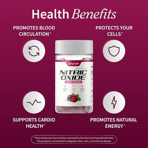 Snap Supplements Nitric Oxide Beet Root Gummies Cherry 60 Count | Support Circulation & Energy thumbnail 4