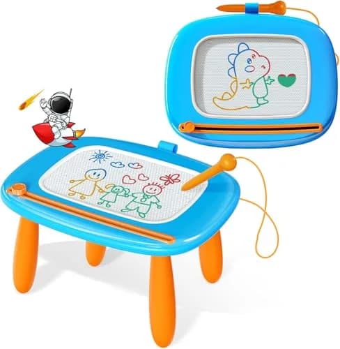 Kikidex Magnetic Drawing Board, Toddler Toys for 1-3 Year Olds, Light Blue | Mess-Free Doodle Pad with Legs thumbnail 1