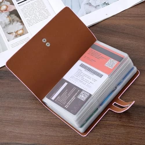 Angimi Leather Business Card Organizer, RFID Blocking, Pink | Holds 96 Cards, Compact & Durable thumbnail 8