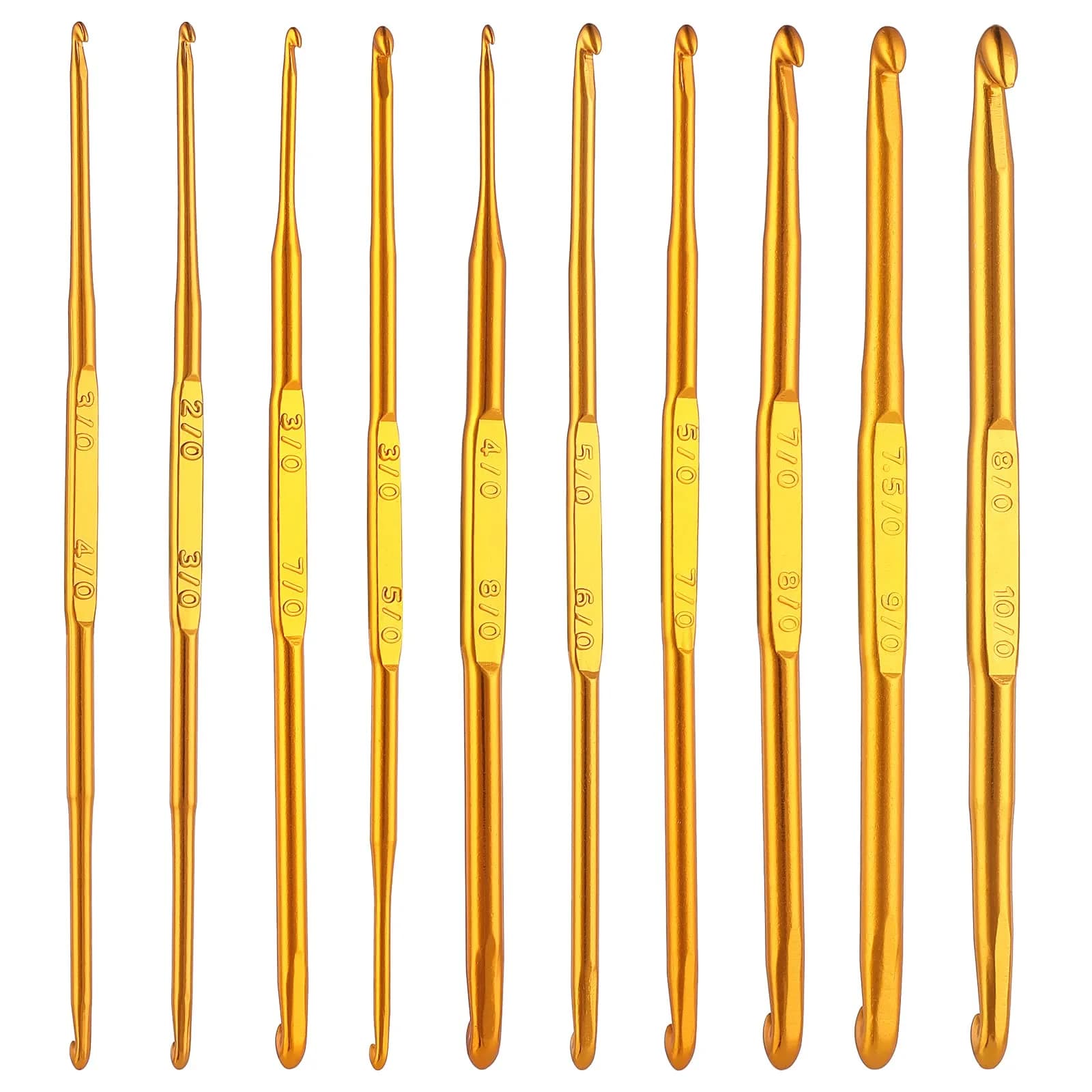 Cobee Crochet Hooks 10 Pcs Double End Aluminum Gold | Ergonomic & Travel-Friendly - main product image