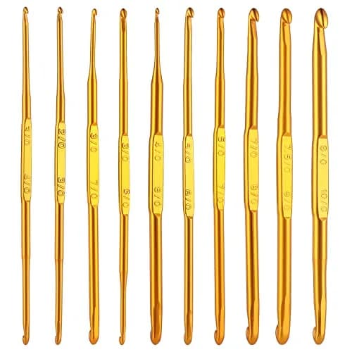 Cobee Crochet Hooks 10 Pcs Double End Aluminum Gold | Ergonomic & Travel-Friendly thumbnail 1