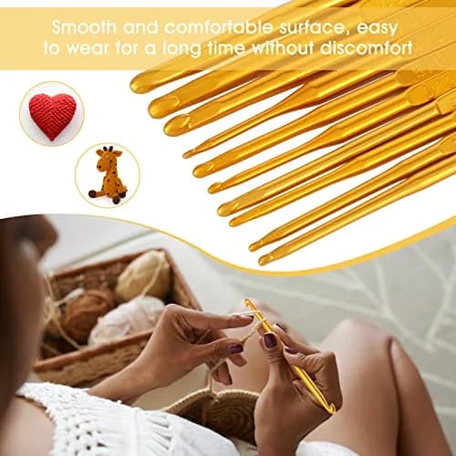 Cobee Crochet Hooks 10 Pcs Double End Aluminum Gold | Ergonomic & Travel-Friendly thumbnail 2