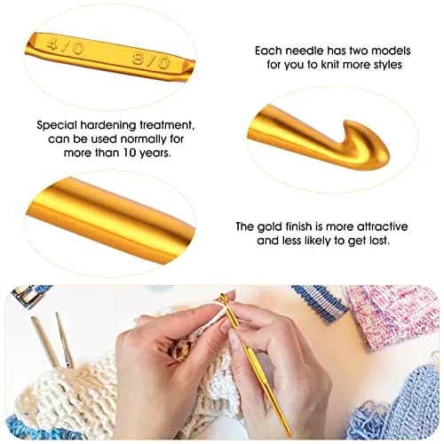 Cobee Crochet Hooks 10 Pcs Double End Aluminum Gold | Ergonomic & Travel-Friendly thumbnail 3