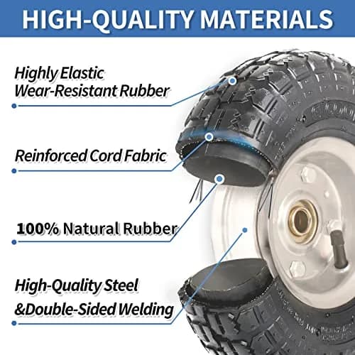 GICOOL 4.10/3.50-4" Pneumatic Tire and Wheel Set | 10" Diameter, 4 Pack, 2.2" Offset Hub, 5/8" Axle Bore thumbnail 4