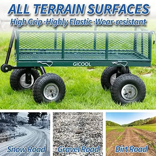 GICOOL 4.10/3.50-4" Pneumatic Tire and Wheel Set | 10" Diameter, 4 Pack, 2.2" Offset Hub, 5/8" Axle Bore thumbnail 5