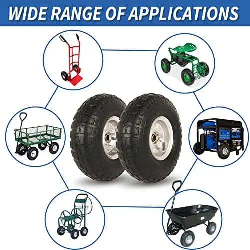 GICOOL 4.10/3.50-4" Pneumatic Tire and Wheel Set | 10" Diameter, 4 Pack, 2.2" Offset Hub, 5/8" Axle Bore thumbnail 6