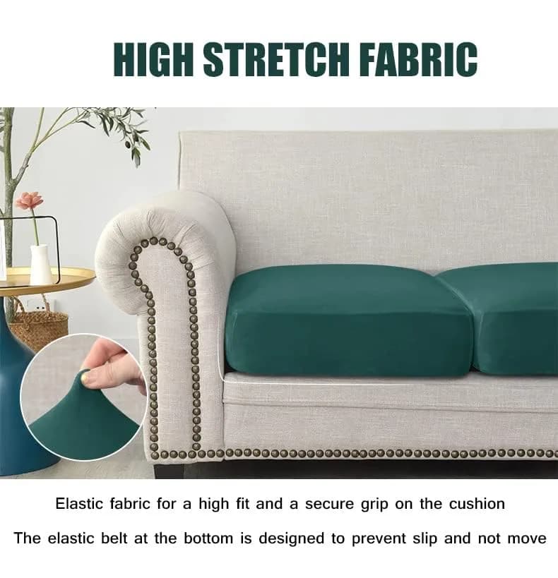 Jonuiony Grey Stretch Velvet Single Seat Sofa Cover | Protects Furniture from Daily Wear thumbnail 7