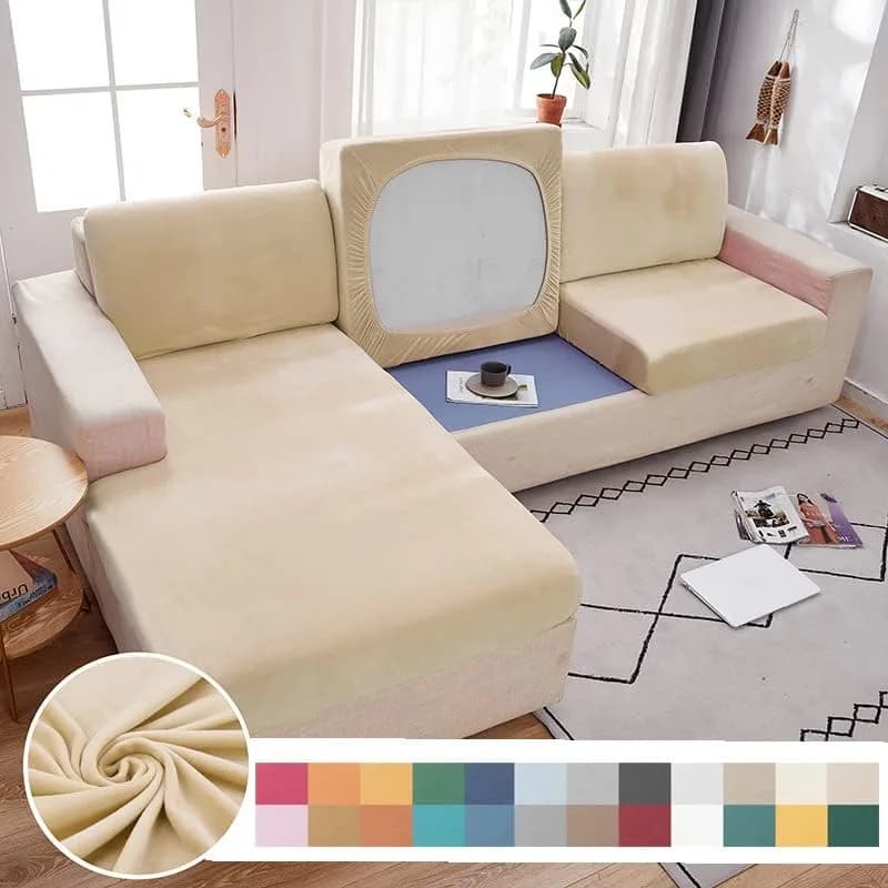 Jonuiony Grey Stretch Velvet Single Seat Sofa Cover | Protects Furniture from Daily Wear thumbnail 4