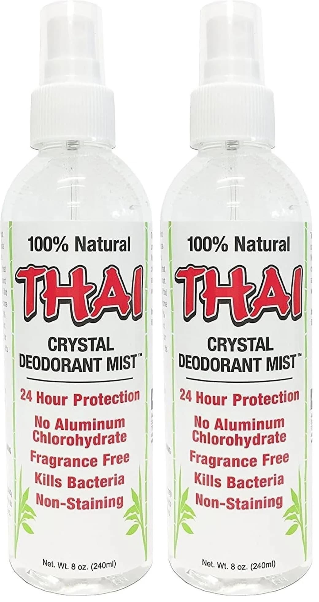Thai Deodorant Stone Natural Crystal Mist Spray 8oz | 24hr Hypoallergenic Odor Control — No Color
