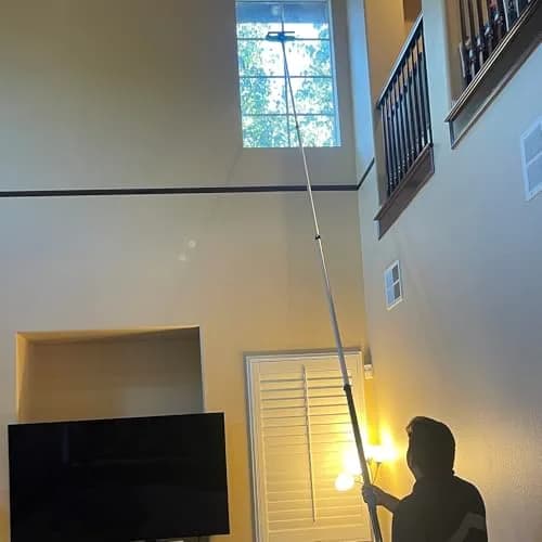 Hicavar 20 Foot High Ceiling Fan, Cobweb Duster with 5-12ft Extension Pole | Extendable, Reusable Feather, Window Cleaning Squeegee Kit thumbnail 6
