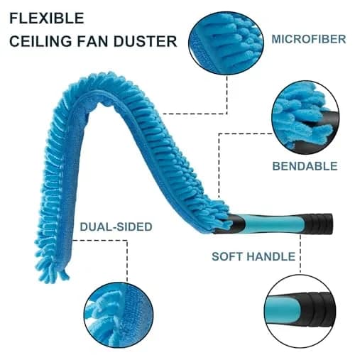 Hicavar 20 Foot High Ceiling Fan, Cobweb Duster with 5-12ft Extension Pole | Extendable, Reusable Feather, Window Cleaning Squeegee Kit thumbnail 8