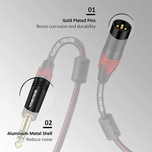TIMEYES XLR to 6.35mm Jack Cable 2M (6.5ft) | Balanced Mic Cable with Gold-Plated Connectors thumbnail 2