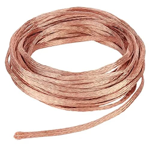BENECREAT 3mm Flat Copper Braided Ground Strap 8m (26ft) | 1.5mm² Conductor for Noise Reduction thumbnail 1